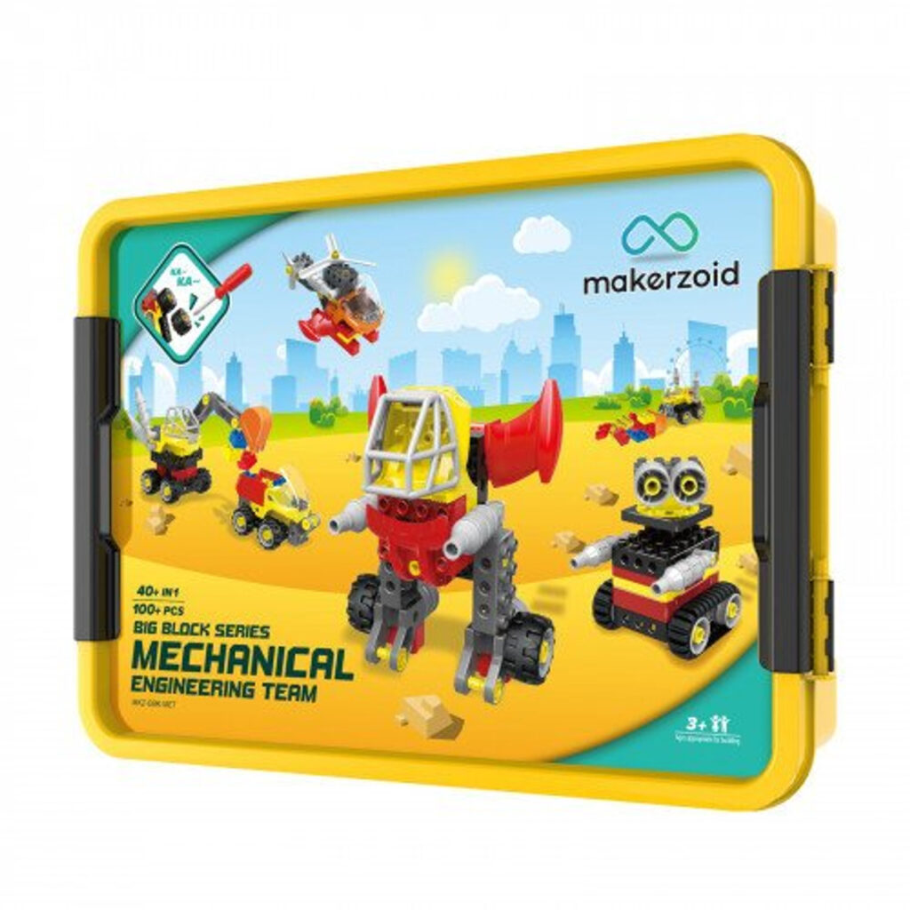 Makerzoid Big Building Blocks – Mechanical Eng. 400+ Bricks (Age 3+)